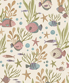Розово-зеленые обои Grandeco Little Dreamers LD 3318